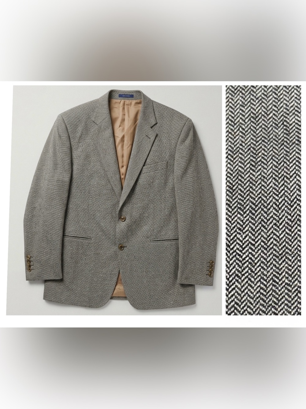 Ralph Lauren Vintage Tweed 100% Lambs Wool Herringbone Blazer Jacket Mens 52R